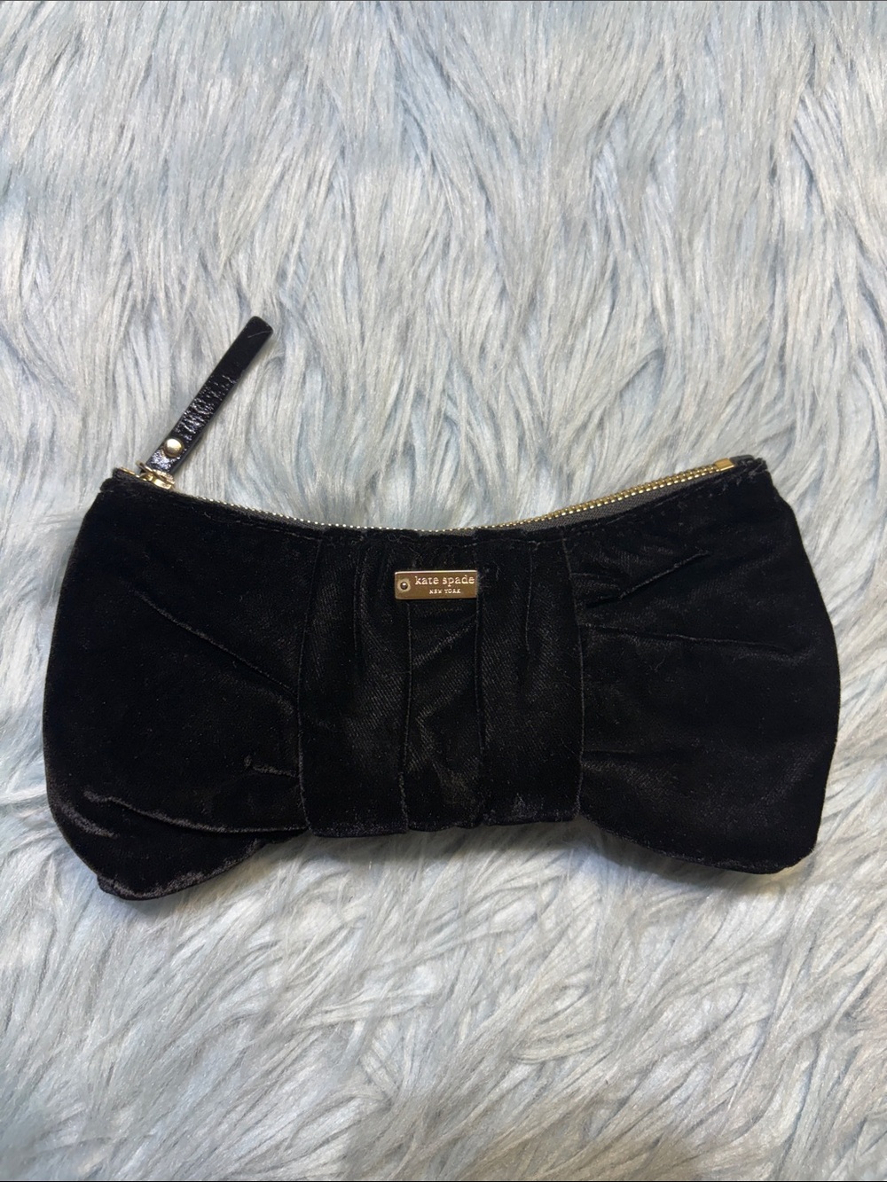 kate spade Black Velvet Bow-Accent Clutch